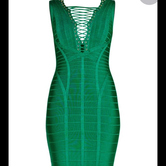 SOLD Herve Leger Lace-Up Bandage Dress - Picture 6 of 8